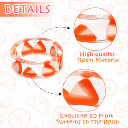 16Pcs Resin Fruit Rings Set Cute Transparent Plastic Resin Ring Jewelry for Women Teen Girl Indie Aesthetic