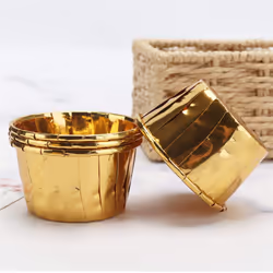 100Pcs Aluminum Foil Cupcake Cups Disposable Muffin Liners Baking Cups Aluminum Cupcake Tip Pan-Gold