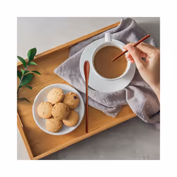 6 Pcs Wooden Coffee Spoon Long Handle Wooden Mixing Spoon Wooden Teaspoon Manual Wooden Mixing Spoon for Kitchen Mixing