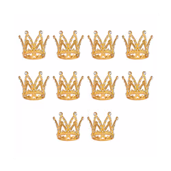 10 Pcs Gold Cake Topper Baby Small Rhinestone Crown for Flower Arrangements Shower Birthday Wedding Decor