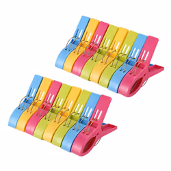 Pack of 16 Bright Colour Plastic Beach Towel Pegs Clips for Sunbed, Various Colours