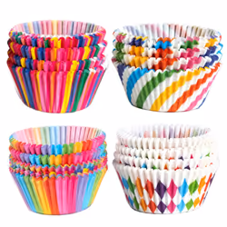 Cupcake Baking Paper Cups Muffin Cupcake Liners Colorful Rainbow Combo Disposable Baking Cups Set Standard Size,Pack of