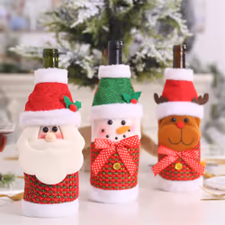 3Pcs Christmas Wine Bottle Bags, Sweater Cute Santa Reindeer-