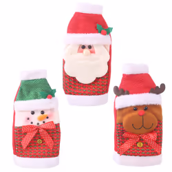 3Pcs Christmas Wine Bottle Bags, Sweater Cute Santa Reindeer-