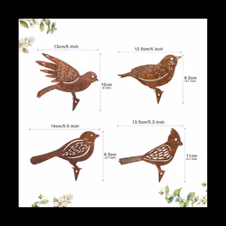 Metal Bird Garden Fence Decor Woodpecker Gardening Country Robin Art Metal Yard Decoration Bird Steel