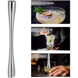 Cocktail Muddler Stainless Steel Lemon Masher Cocktail Muddler Ice Masher for Fruit Spice Ice Bars Tools 26 cm