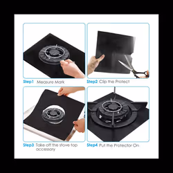 3PCS Stove Protector for Range 0.01 Inch 0.25mm Thick Burner Covers Heat Resistant Cuttable for Kitchen Black