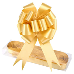 1 Box 30 Pack Golden Large Ribbon Pull Bows for Party Wall,Gift Wraps,Christmas Trees,Wedding and Doors