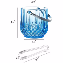 Ice Bucket Plastic Ice Bucket with Handle Acrylic Transparent Champagne Beer Wine Ice Bucket -Blue