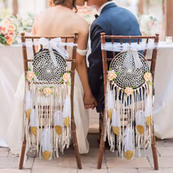 Woven Flower Feathers Dreamcatcher Boho Macrame Hanging Dream Catcher DIY Wind Wall Art Wedding Decoration