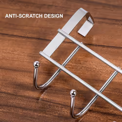 3X Over the Door 5 Hooks Home Bathroom Organizer Rack Clothes Coat Hat Towel Hanger Stainless Steel Good Load-Bearing
