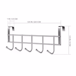 3X Over the Door 5 Hooks Home Bathroom Organizer Rack Clothes Coat Hat Towel Hanger Stainless Steel Good Load-Bearing