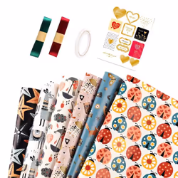 Wrapping Paper 6 Sheets,Recyclable Gift Wrap 70X 50cm for Boys,Girls,Kids,Childrens Wrap Paper