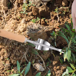 Wood Handle Stainless Steel Garden Weeder Hand Weeding Removal Cutter Puller Tools Multifunction Weeder