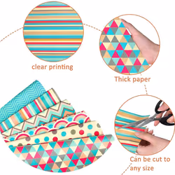 Wrapping Paper Sheets,for Christmas Birthday Party Wrapping Paper Set 6 Pcs ,