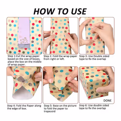 Wrapping Paper Sheets,for Christmas Birthday Party Wrapping Paper Set 6 Pcs ,