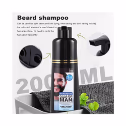 CNNOTEPAD Permanent Beard Dye Shampoo for Men Dying Removal Hair 200ML