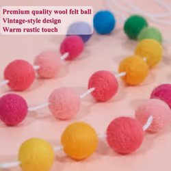 Ball Garland Colorful Garland Handmade 28 Balls Felt Ball Garlands for Wall Decoration