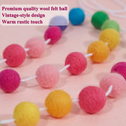 Ball Garland Colorful Garland Handmade 28 Balls Felt Ball Garlands for Wall Decoration