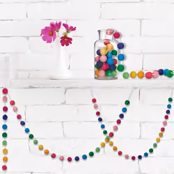 Ball Garland Colorful Garland Handmade 28 Balls Felt Ball Garlands for Wall Decoration