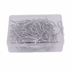 100 Pack Metal Curtain Hooks Drapery Hook Pins with Clear Box for Window Curtain, Door Curtain and Shower Curtain