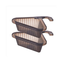 2 Pack Adjustable Kitchen Triangular Sink Filter Clear Corner Sink Drain Basket Dark Brown