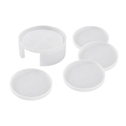 4pcs Coasters with Coaster Storage Box Shape Epoxy Resin for Resin Cup Mats Home Decor