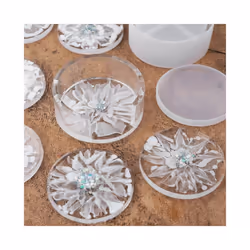 4pcs Coasters with Coaster Storage Box Shape Epoxy Resin for Resin Cup Mats Home Decor
