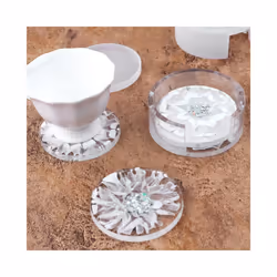 4pcs Coasters with Coaster Storage Box Shape Epoxy Resin for Resin Cup Mats Home Decor