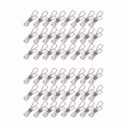 48pcs Stainless Steel Wire Clip Multifunction Clip Utility Clip Pins Hanging Clip Office Clasp
