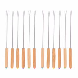 12X Stainless Steel Chocolate Fork Hot Pot Forks Cheese Fruit Dessert Fork Fondue Melting Skewer