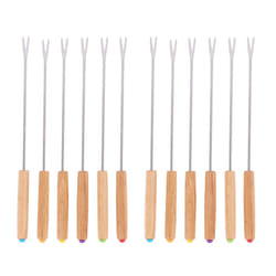 12X Stainless Steel Chocolate Fork Hot Pot Forks Cheese Fruit Dessert Fork Fondue Melting Skewer