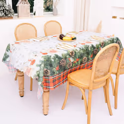 Christmas Tablecloth, Xmas Printed Rectangular Table Cover for Dining Room Kitchen Decor, 56Inch x 70Inch, E