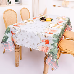 Christmas Tablecloth, Xmas Printed Rectangular Table Cover for Dining Room Kitchen Decor, 56Inch x 70Inch, E