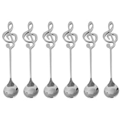 6 Pack Cute Teaspoons Stainless Steel Musical Notation Shaped Coffee Spoons Dessert Cake Ice Cream Sugar Spoon