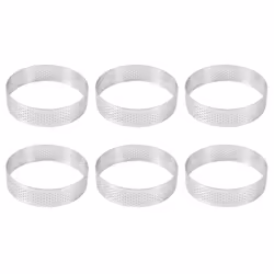 6 Pack Stainless Steel Tart Rings, Heat-Resistant Perforated Cake Mousse Ring,Cake Ring Mold,Round Cake