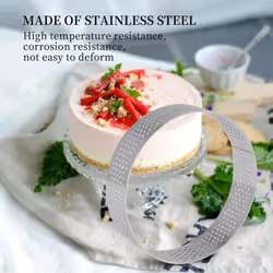 6 Pack Stainless Steel Tart Rings, Heat-Resistant Perforated Cake Mousse Ring,Cake Ring Mold,Round Cake