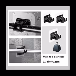 8PCS Curtain Rods,No Drill Curtain Rod Brackets Hooks,Stick Transparent Hook Holders Bathroom and Hotel Use