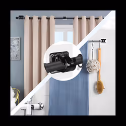 8PCS Curtain Rods,No Drill Curtain Rod Brackets Hooks,Stick Transparent Hook Holders Bathroom and Hotel Use
