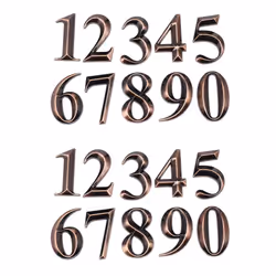 20Pc Gate Digits 0 to 9 Number Tag Numeral Door Plaque House Drawer Sign Plating Hotel Home Sticker Bronze