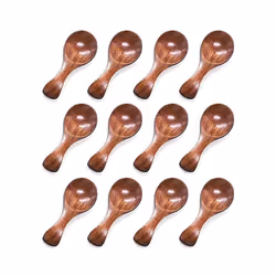 Small Wooden Spoon, 10PCS Ice Cream Salt Spoons Honey Coffee Tea Sugar Salt Jam Mustard Spoons Round Spoon