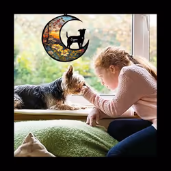 Dog Memorial Suncatcher, Personalized with Name Date Dog Breeds Suncatcher, Pet Loss Suncatcher, Stained Acrylic Light