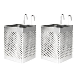 2X Stainless Steel Chopsticks Holder Hanging Cutlery Drying Basket Tableware Drainer with Hooks Kitchen Utensil