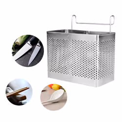 2X Stainless Steel Chopsticks Holder Hanging Cutlery Drying Basket Tableware Drainer with Hooks Kitchen Utensil