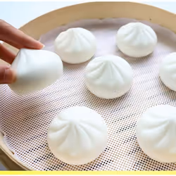 5 Pcs Silicone Steamer Mesh Mats, Reusable Non-Stick Round Steamer Pad, Steamed Buns Baking Pastry Mat, 40cm in Diameter
