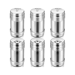 6PCS of Stainless Steel Salt and Pepper with Rotating Lid Sugar Spice Condiments, Seasoning Pot, Condiment Pot, Kitchen