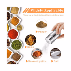 6PCS of Stainless Steel Salt and Pepper with Rotating Lid Sugar Spice Condiments, Seasoning Pot, Condiment Pot, Kitchen