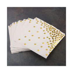 Gold Dot Cocktail Napkins 3-Ply Paper Napkins with Gold Foil Polka Dots Perfect for Birthday Party, Baby Shower, Bridal