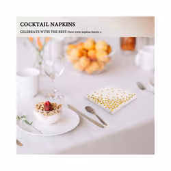 Gold Dot Cocktail Napkins 3-Ply Paper Napkins with Gold Foil Polka Dots Perfect for Birthday Party, Baby Shower, Bridal