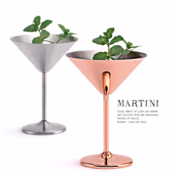 Stainless Steel Martini Cocktail Glass High Base Wine Glass Unbreakable Wine Glass Metal Bar Champagne Glass Silver
